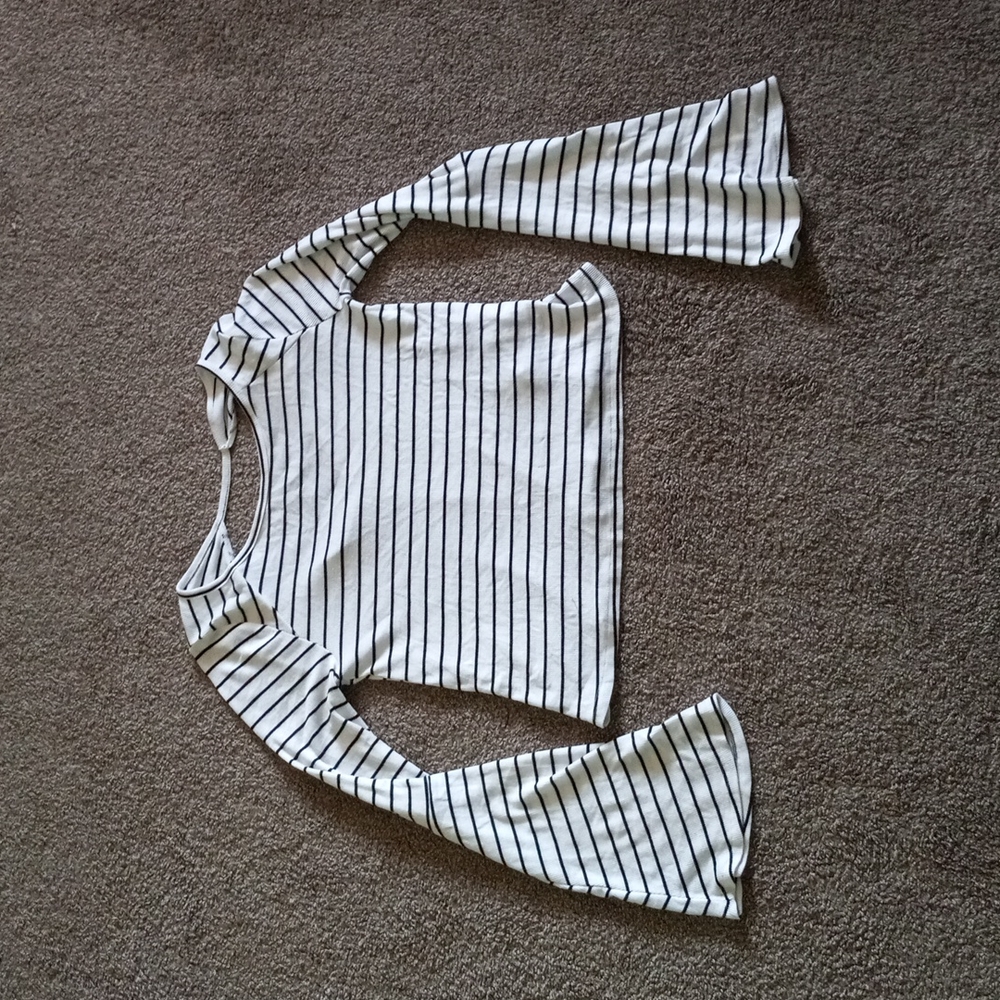 Striped long sleeve shirt.